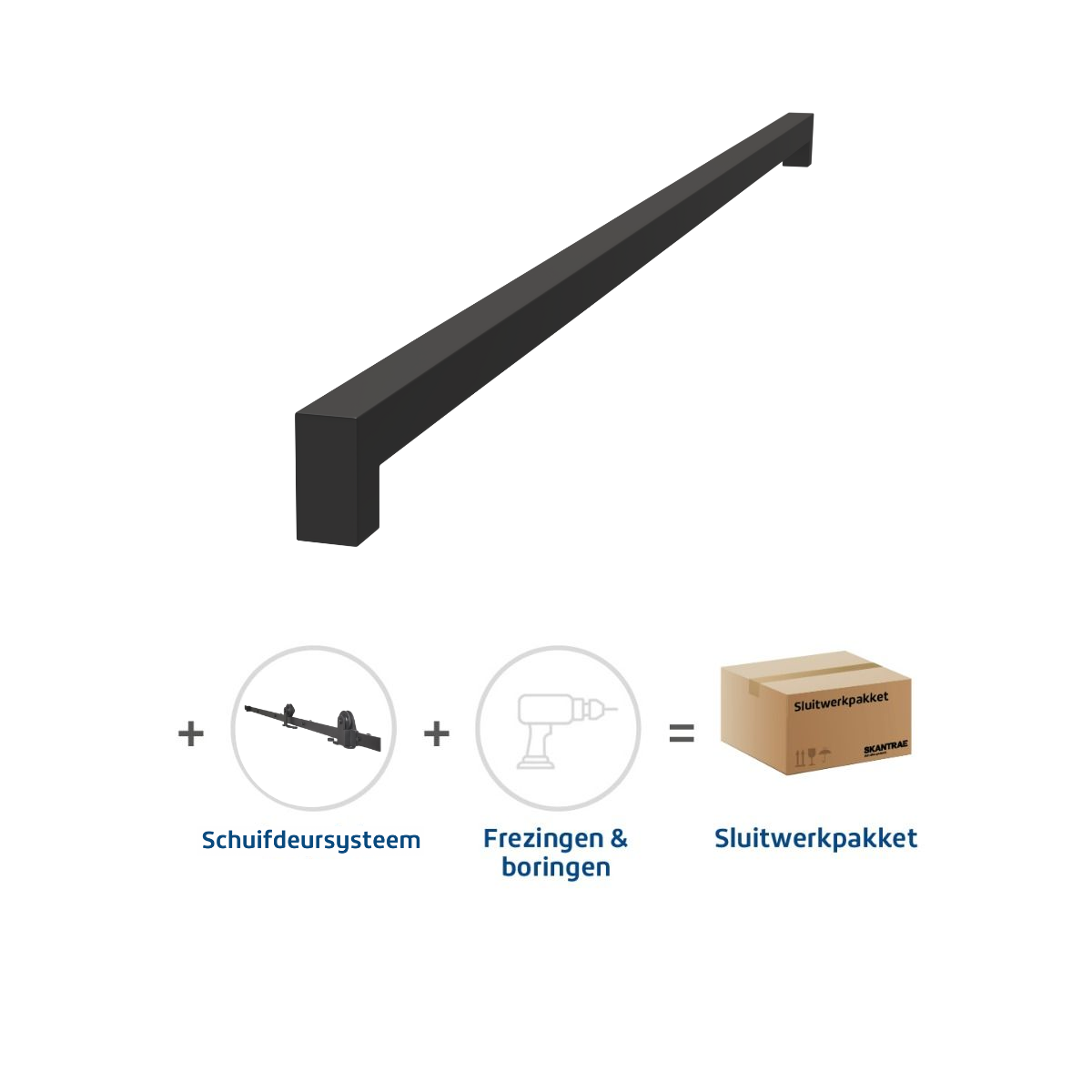 Sluitwerkpakketten met Deurgreep 16x800 Squared Zwart